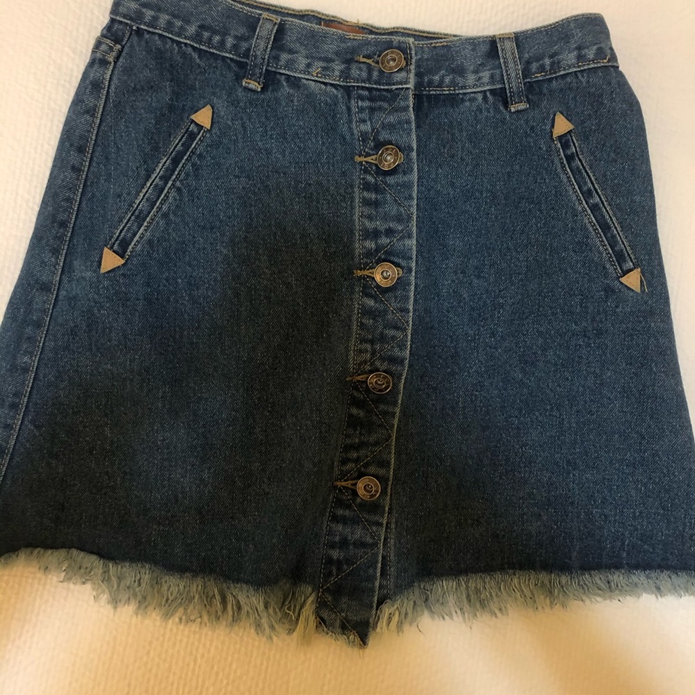 Denim Skirt with Fray